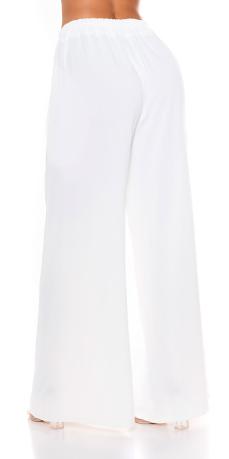 Wide Leg Summer Pants with Pockets White
